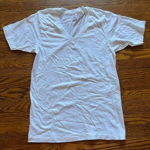 Vintage Hanes V-Neck T-Shirt White Single Stitch Men's M Blank Grunge Minimal